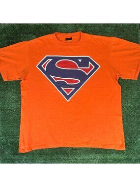 Vintage Y2K Superman Logo T-Shirt Orange XL Single Stitch DC Comics Changes Geek